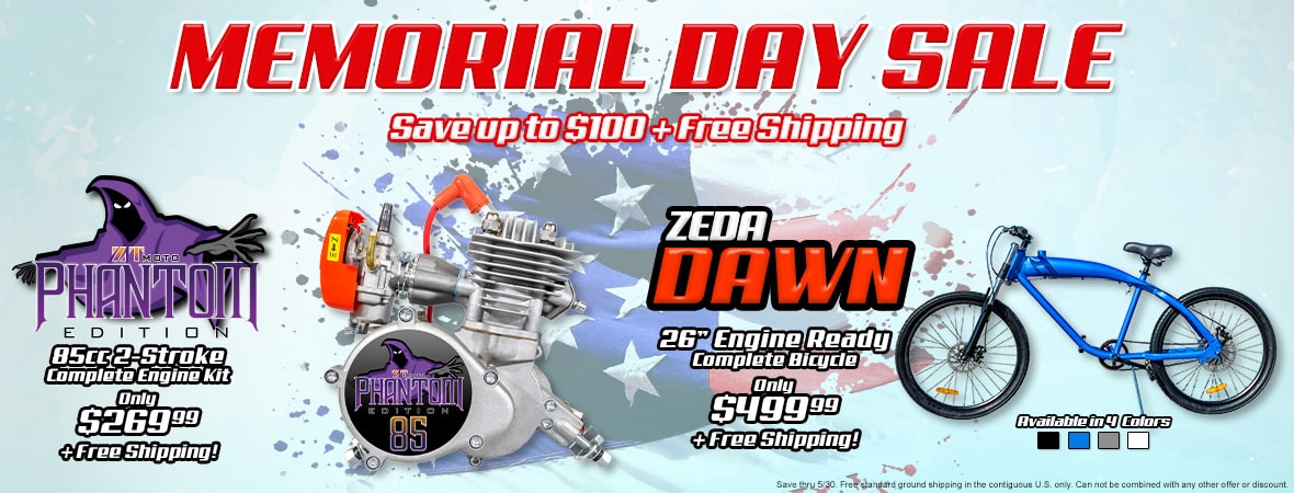 Save up to $100 + Free Shipping on select Engine Kits and Complete Engine Ready Bikes!