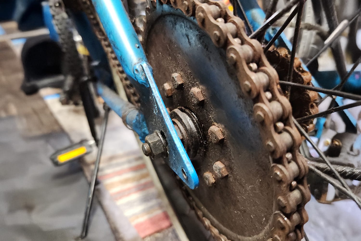 Motorized Bike Dirty Rear Sprocket